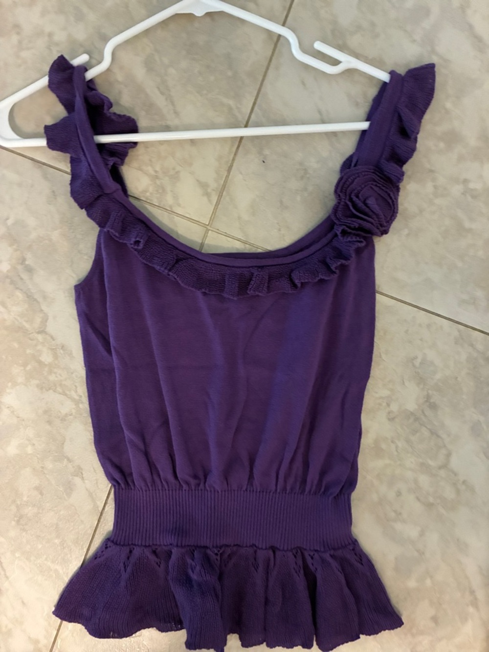 Nanette Lepore Purple Ruffled Peplum Tank Top